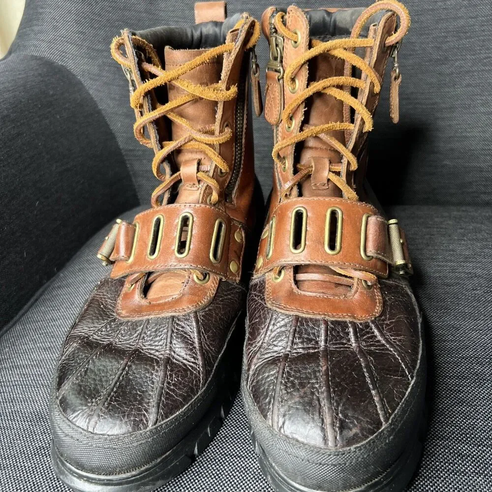 Polo Ralph Lauren Mens Boots Andres III Size 11D 90s Lace Up Buckle Vintage READ